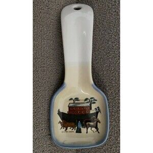 Otagiri Carol Endres Noah's Ark Pattern Stoneware Spoon Rest Holder